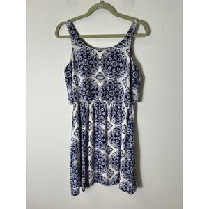 Charlee Navy and White Pattern Dress Sz S